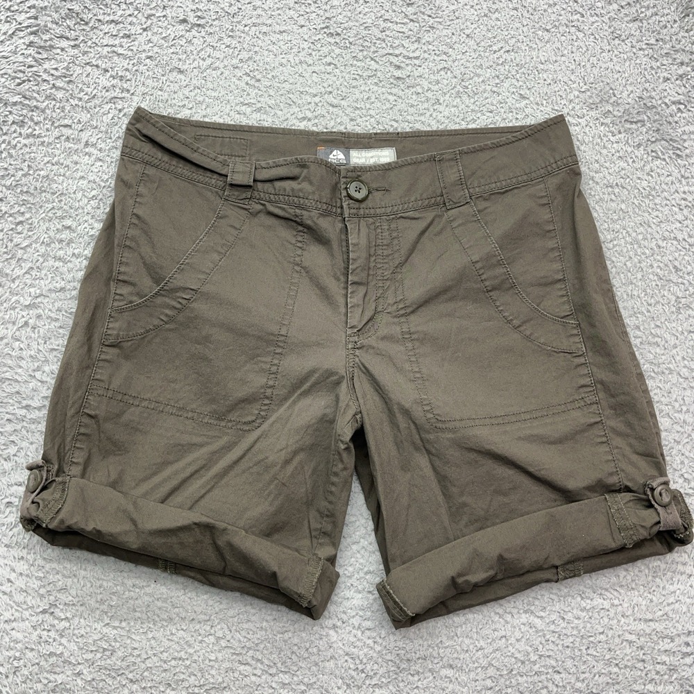 Nike ACG Hiking Shorts Womens 6 Dark Green Stretch Roll up Button Tab Outdoors